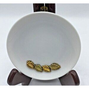 Vintage Trinket Dish Catch All White Gold Colored Raised Leaves Regency Desk